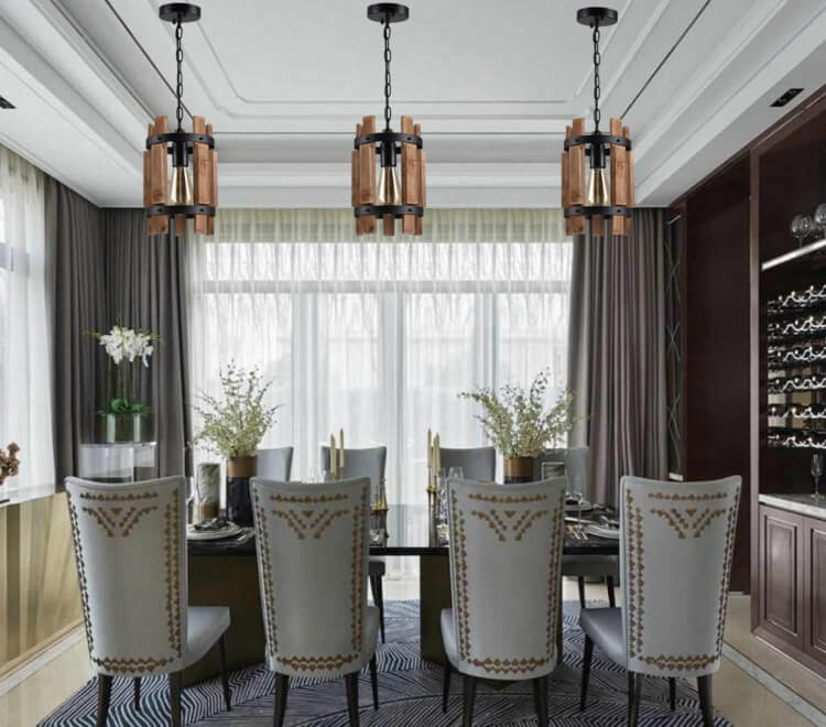 Wooden Fence 1-Light Cylindrical Pendant Light