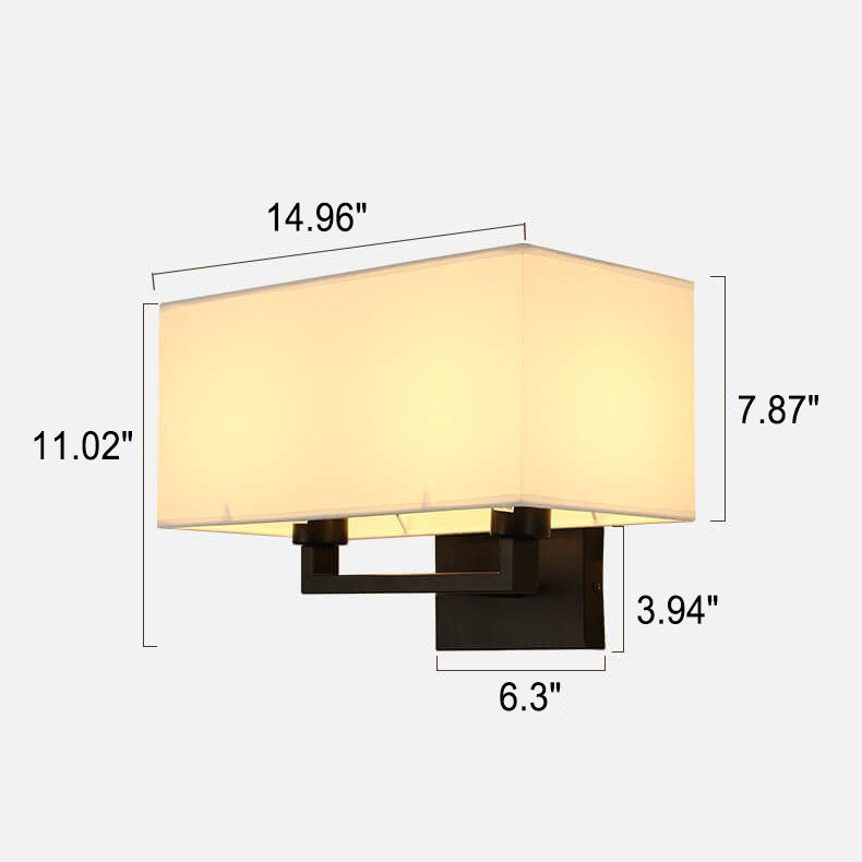 Modern Minimalist Solid Color Rectangular Iron Fabric 1-Light Wall Sconce Lamp