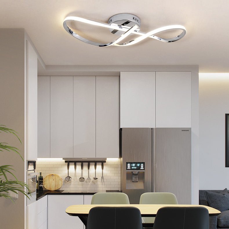 مصباح سقف LED شبه مسطح من الألومنيوم والسيليكون بتصميم حلزوني ملتوي عصري بسيط لغرفة النوم