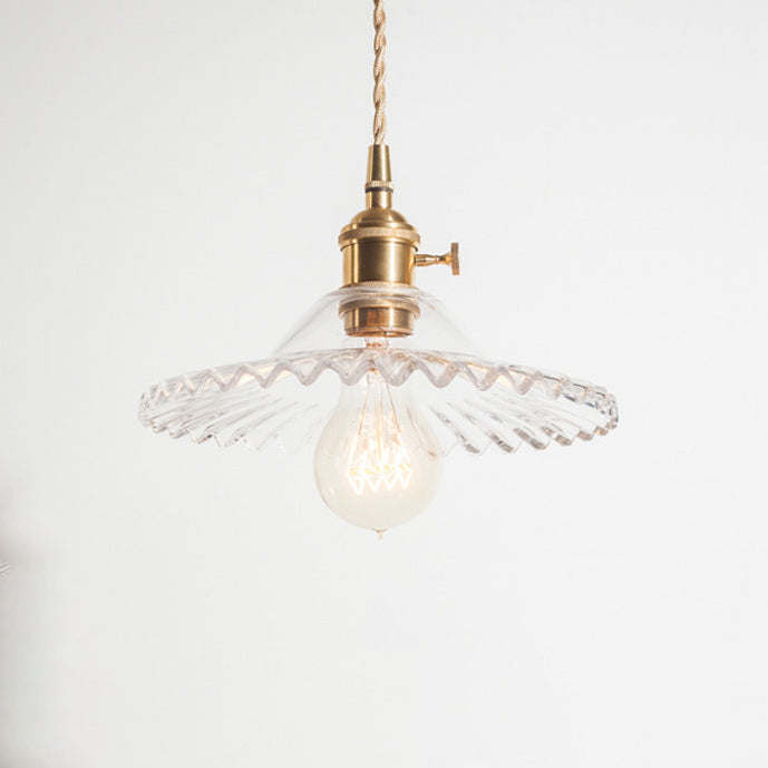 Textured Glass 1-Light Dome Lace Pendant Light