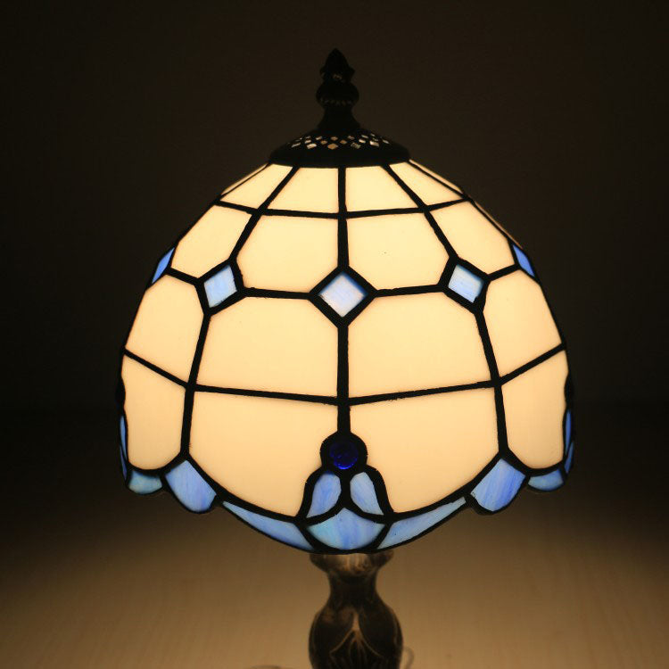 Traditional Tiffany Resin Glass Umbrella Shape 1-Light Table Lamp For Bedroom