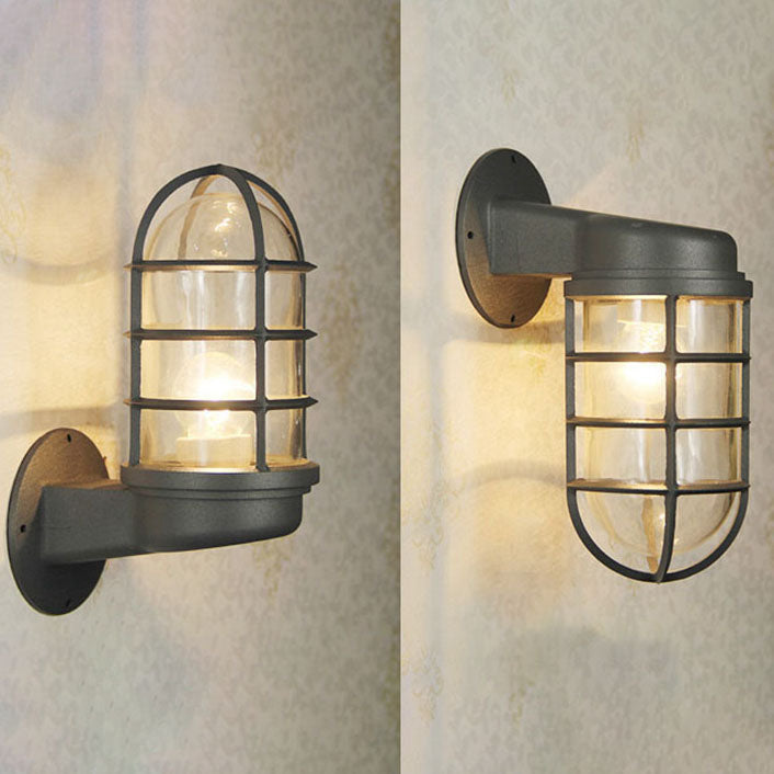 Traditional Colonial Cylinder Iron Glass 1-Light Wall Sconce Lamp For Hallway