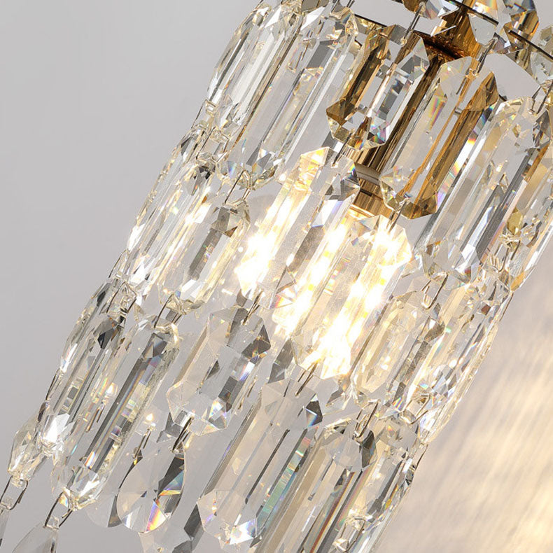 Modern Luxury Gold Finish Frame Dazzling Prismatic Crystal 1-Light Wall Sconce Lamp For Living Room
