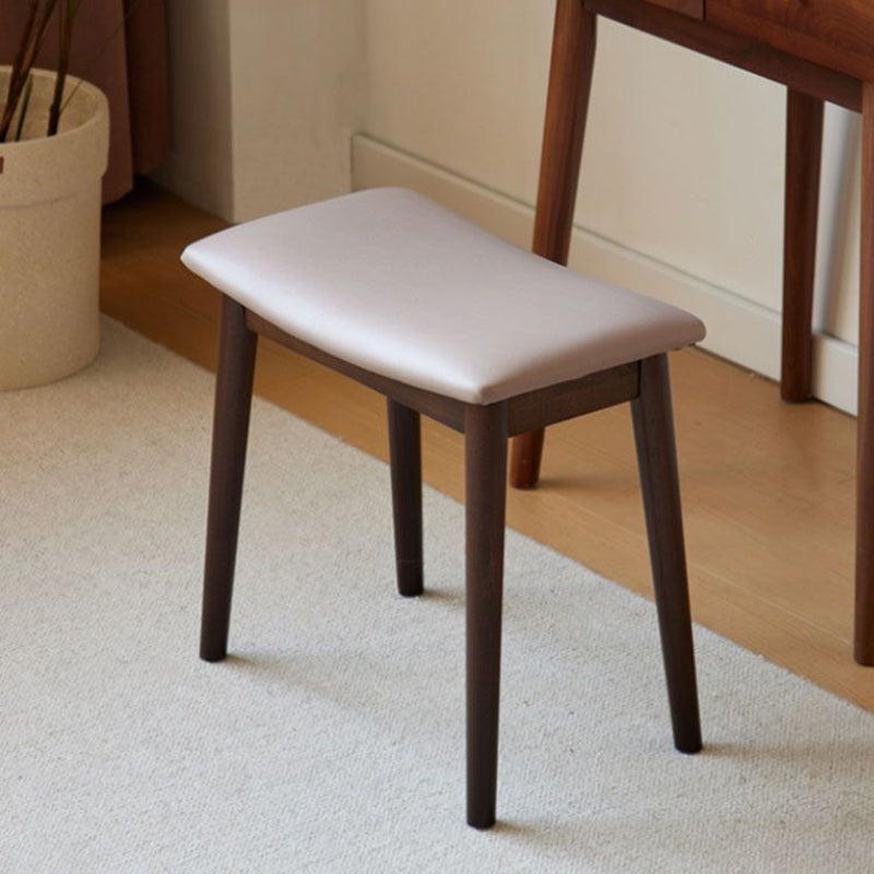 Modern Minimalist Rectangular Soft PU Leather Wood Vanity Stool For Bedroom