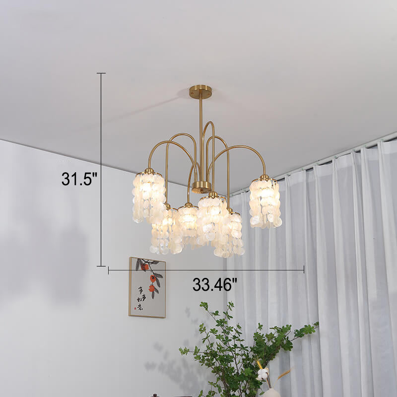 Modern Light Shell Shade Hardware 4/6 Light Chandelier