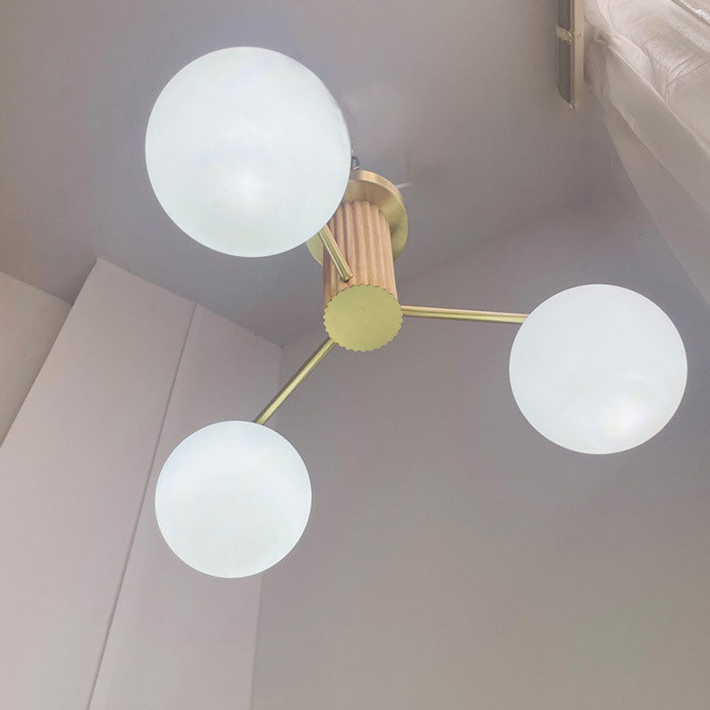 Modern Creative Minimalist Copper Glass Sphere 3/5-Light Semi-Flush Mount Ceiling Light