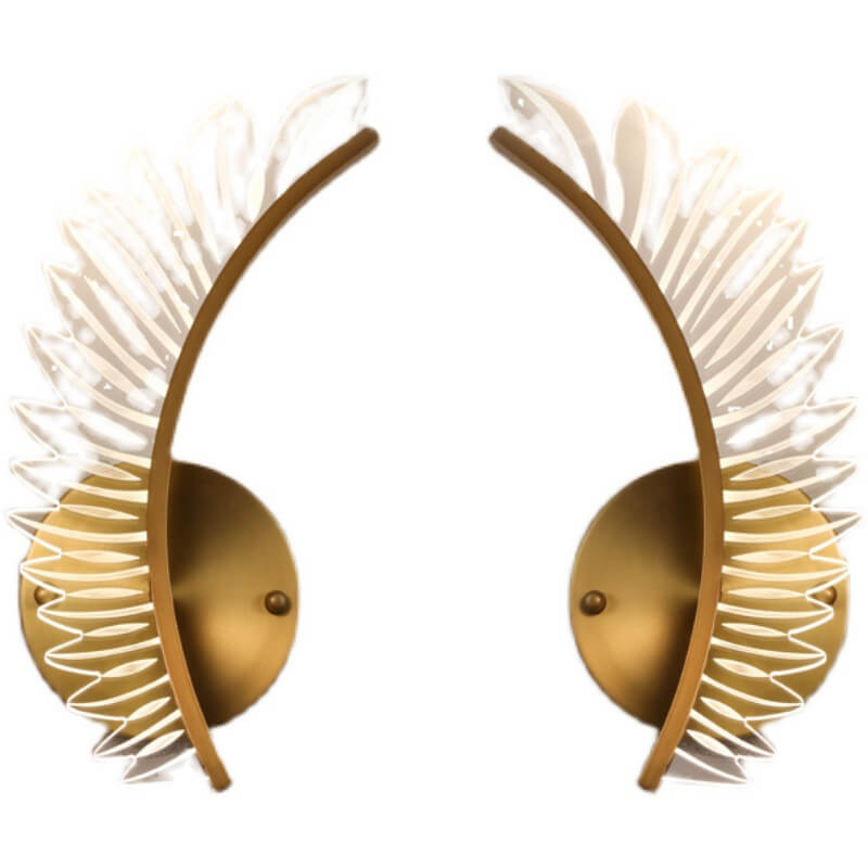 Modern Acrylic Feather Gold Copper LED Wall Sconce Lamp