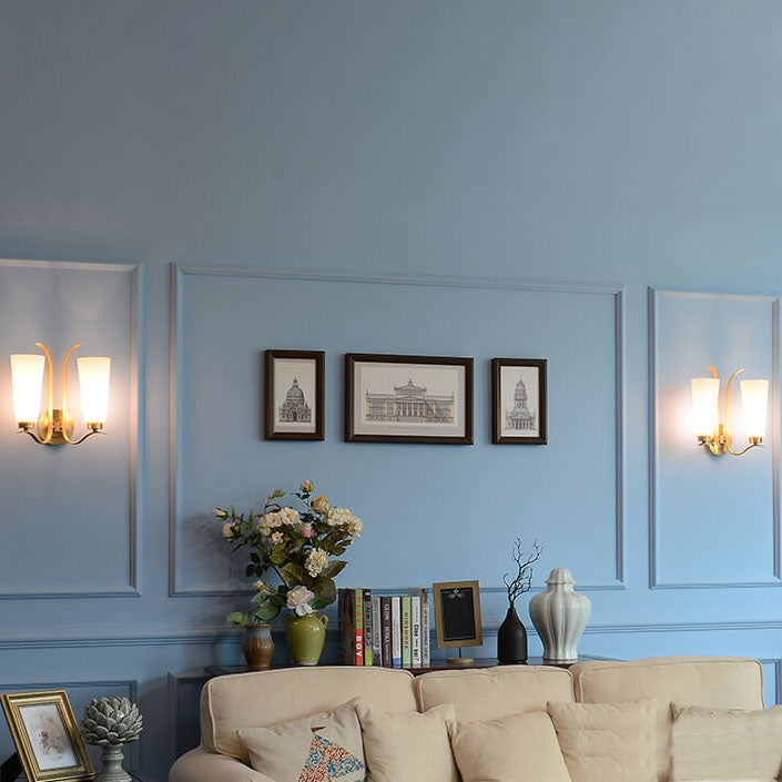 European Light Luxury All Copper Glass 1/2-Light Wall Sconce Lamp