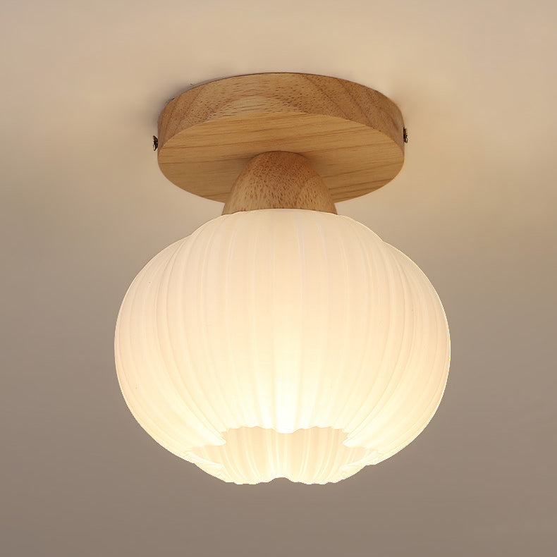 Contemporary Vintage Flower Wood Acrylic 1-Light Semi-Flush Mount Ceiling Light For Living Room