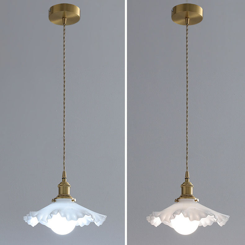 Contemporary Scandinavian Pod All Copper Glass 1-Light Pendant Light For Living Room