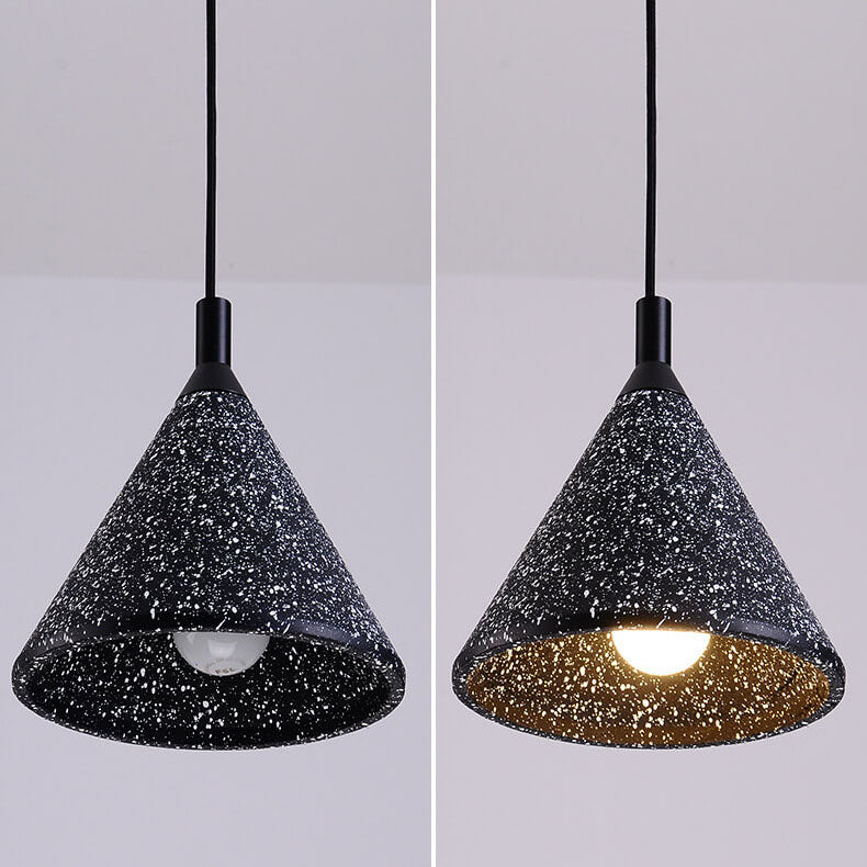 Modern Simplicity Conical Terrazzo 1-Light Pendant Light For Dining Room