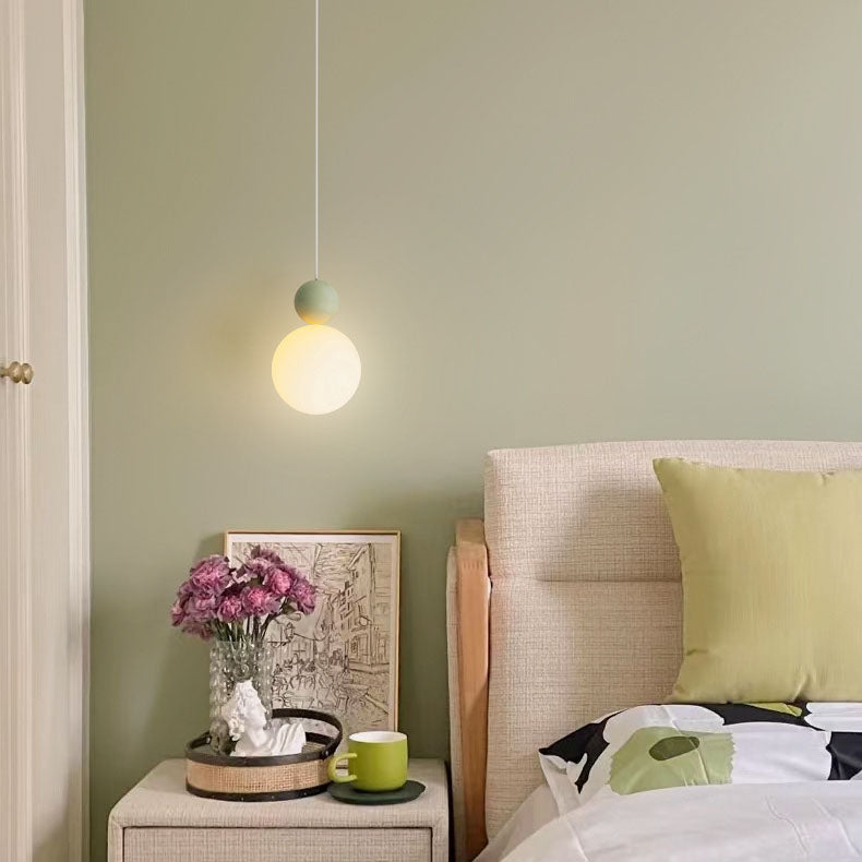 Contemporary Nordic PE Globe Ball Iron 1-Light Pendant Light For Bedroom