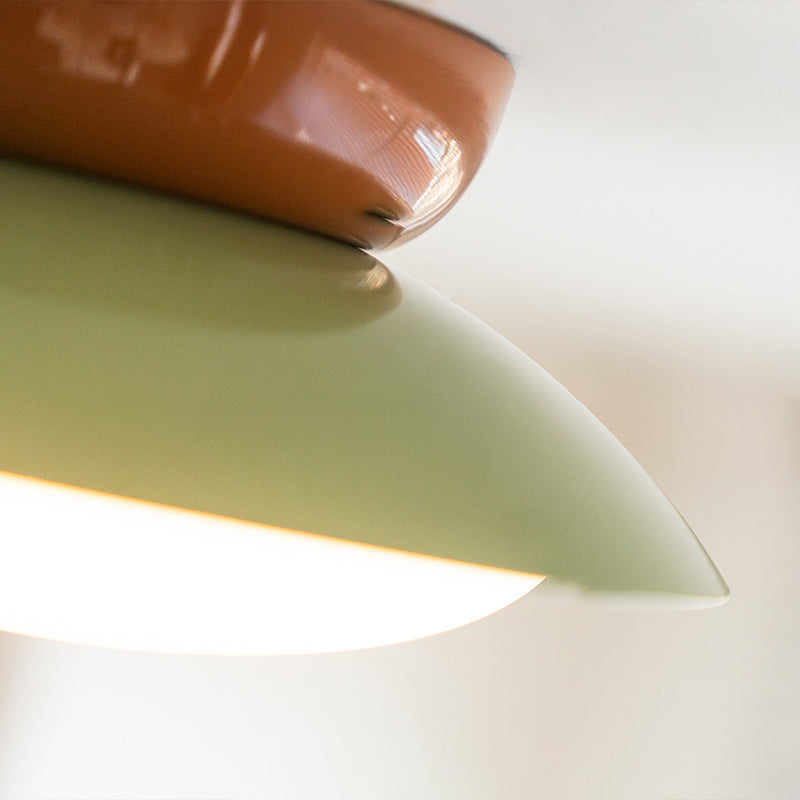 مصباح سقف LED شبه مسطح لغرفة المعيشة بتصميم هندسي نصف دائري على شكل ماكارون إسكندنافي معاصر