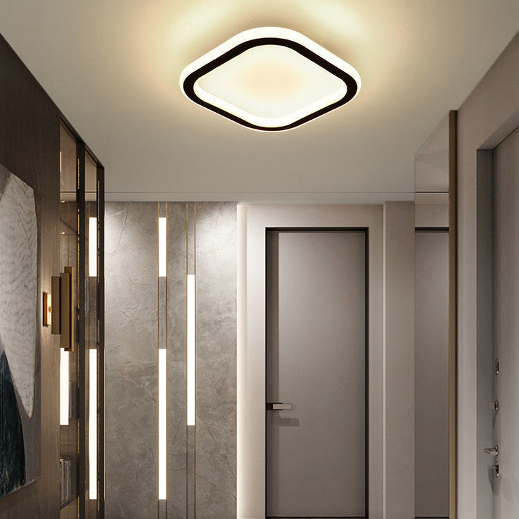 مصباح سقف LED معدني هندسي معاصر من الحديد بتصميم اسكندنافي، يُثبّت في الردهة