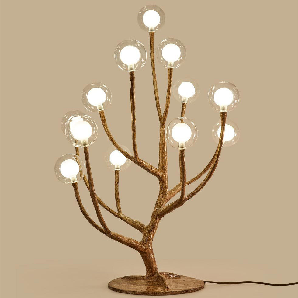 Contemporary Scandinavian Branch Polymer Metal Glass 8/12 Light Table Lamp For Bedroom