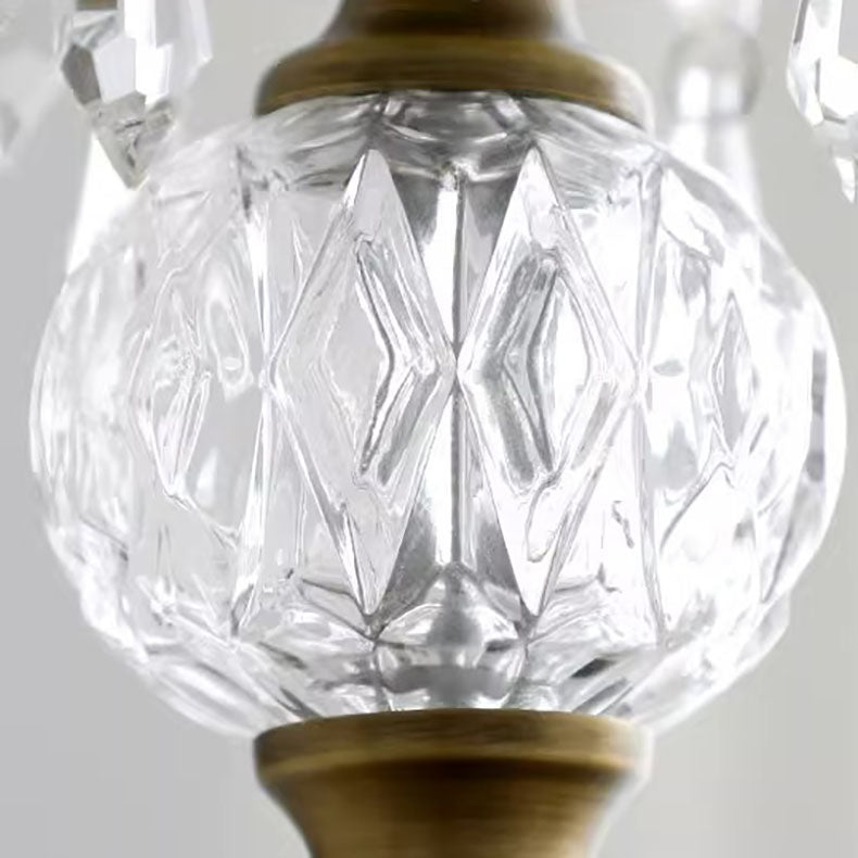 Traditional Vintage Brass Iron Crystal Pineapple Flower 1-Light Pendant Light For Hallway