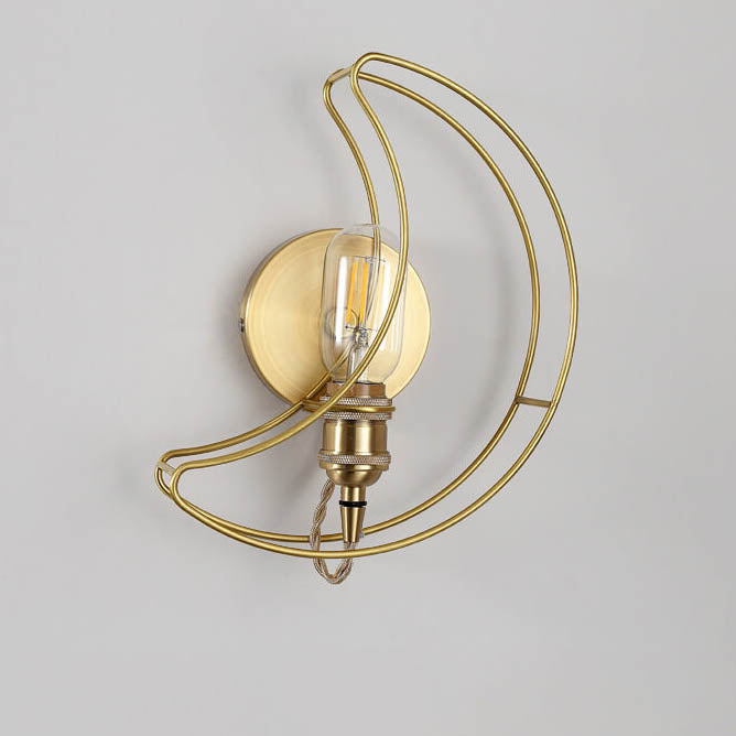 Modern Mid-Century Moon Copper 1-Light Wall Sconce Lamp For Living Room