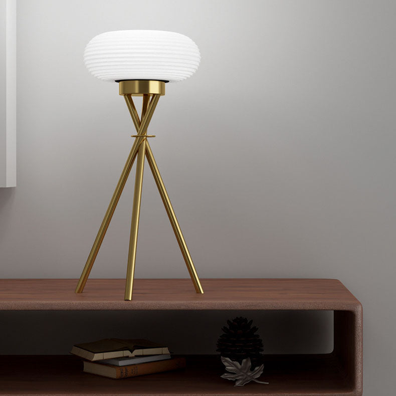 Modern Minimalist Round Tripod Iron Acrylic LED Table Lamp For Bedroom