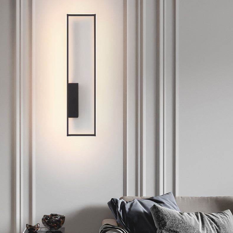 مصباح حائط LED من السيليكون الحديدي بتصميم مستطيل عصري بسيط لغرفة المعيشة