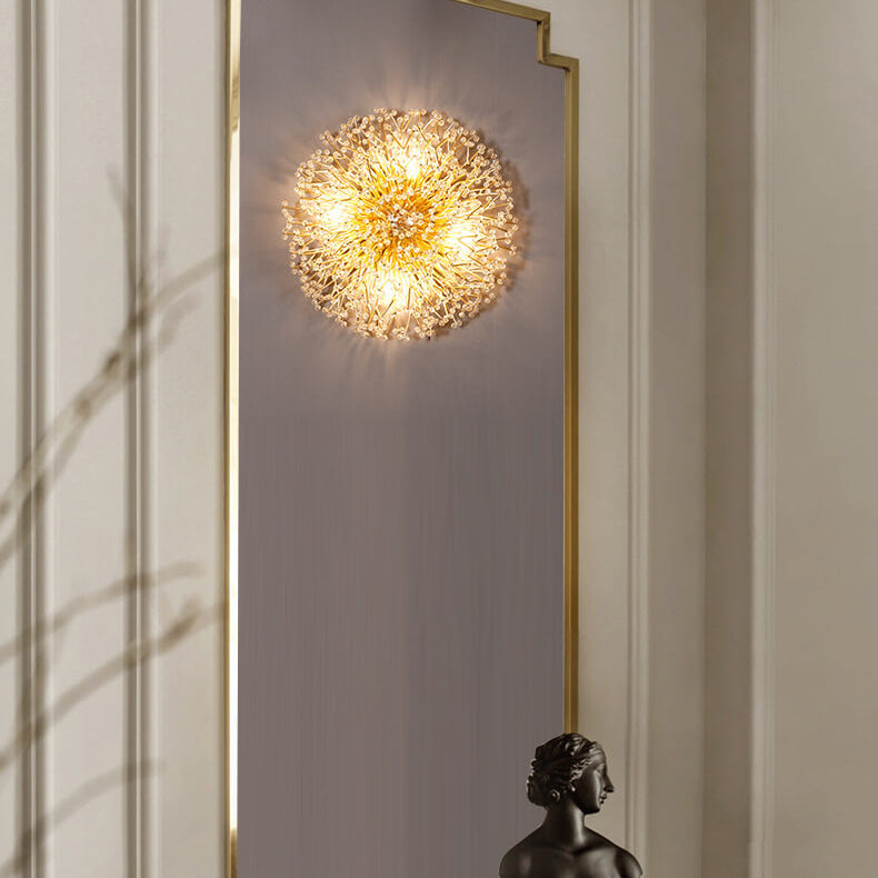 Modern Luxury Crystal Dandelion Aluminum 4-Light Wall Sconce Lamp