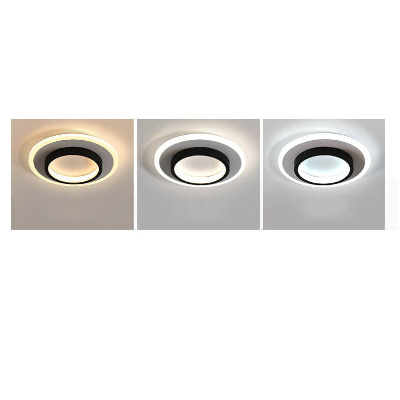 Modern Round Square Black White Iron Acrylic LED Flush Mount Light