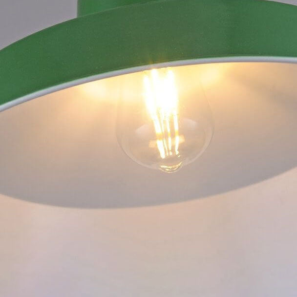 Industrial Vintage Green Iron Dome Cone 1-Light Pendant Light