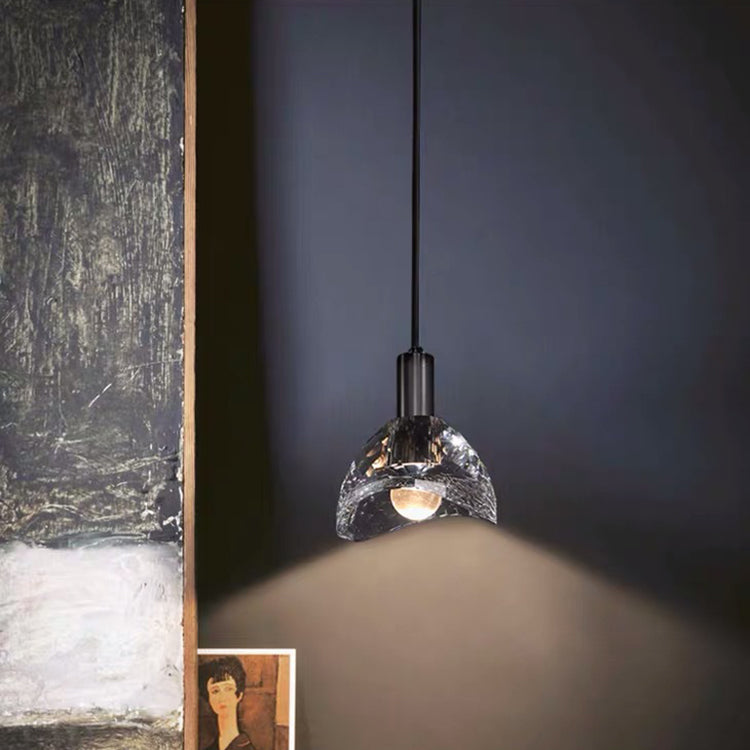 مصباح معلق معاصر فاخر من النحاس الكريستالي المنحني المبهر لغرفة المعيشة