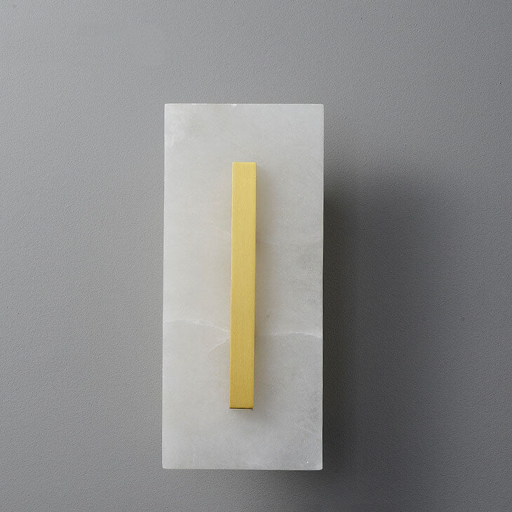 Luxury Chinese Marble Square Brass 1-Light LED Wall Sconce Lamp