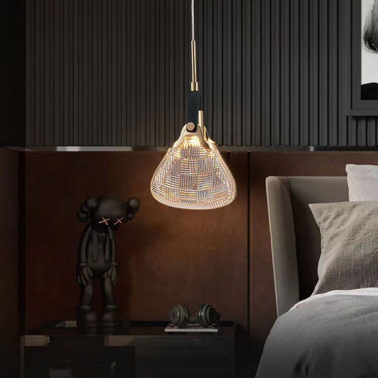 Contemporary Creative Iron Acrylic Arc 1-Light Pendant Light For Living Room