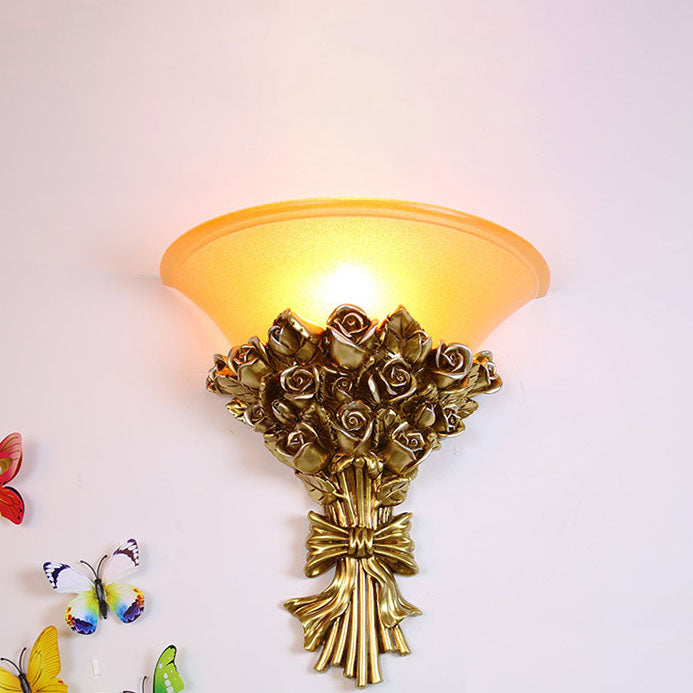 European Creative Bouquet Shape Resin Glass 1-Light Wall Sconce Lamp