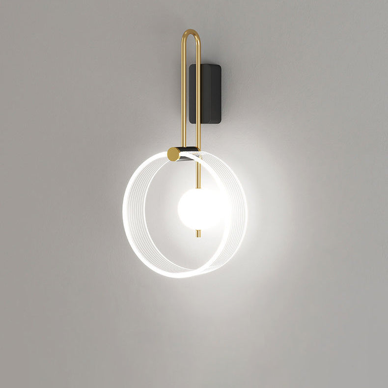 Modern Minimalist Iron Acrylic Round Ring LED Wall Sconce Lamp For Bedside