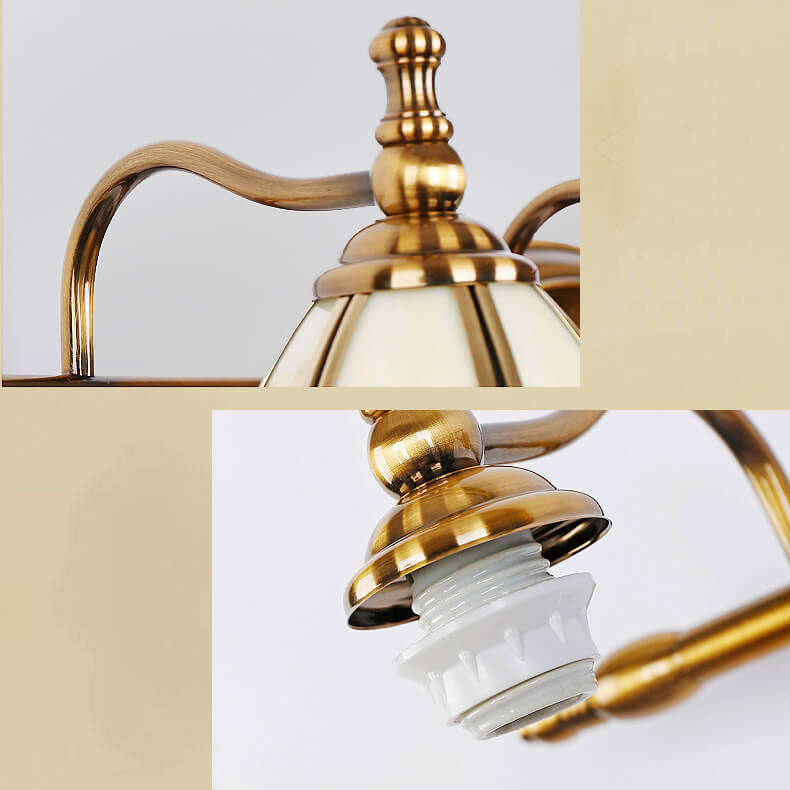 European Retro Light Luxury Iron Copper Glass LED Vanity Light Wall Sconce Lamp