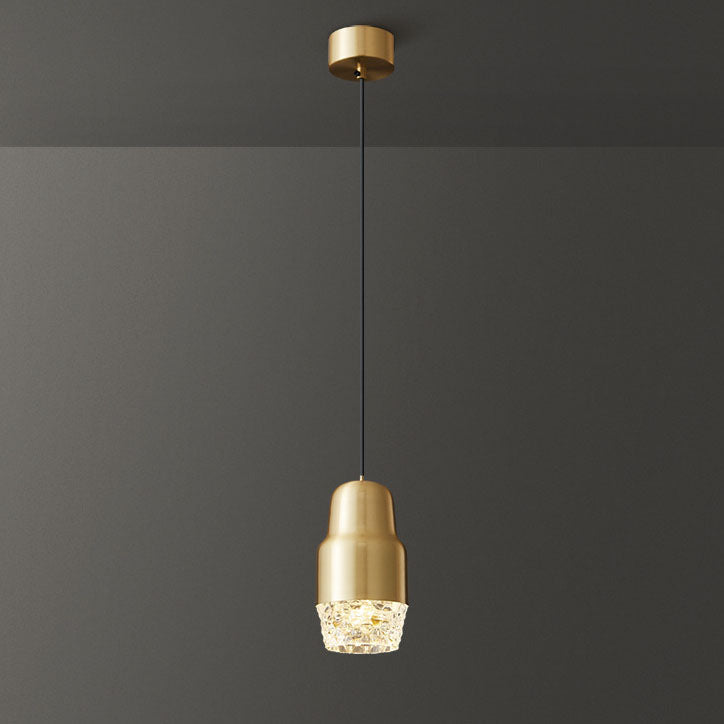 مصباح LED أسطواني فاخر من النحاس والأكريليك بتصميم عصري