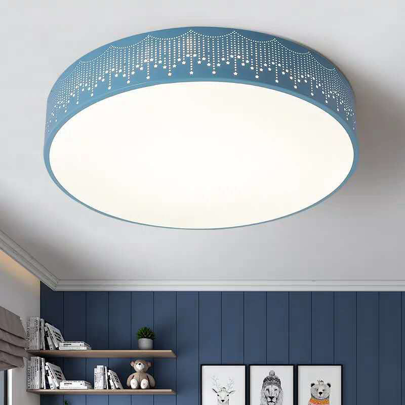 Modern Creative Meteor Round Children's Iron Acrylic LED Flush Mount Light