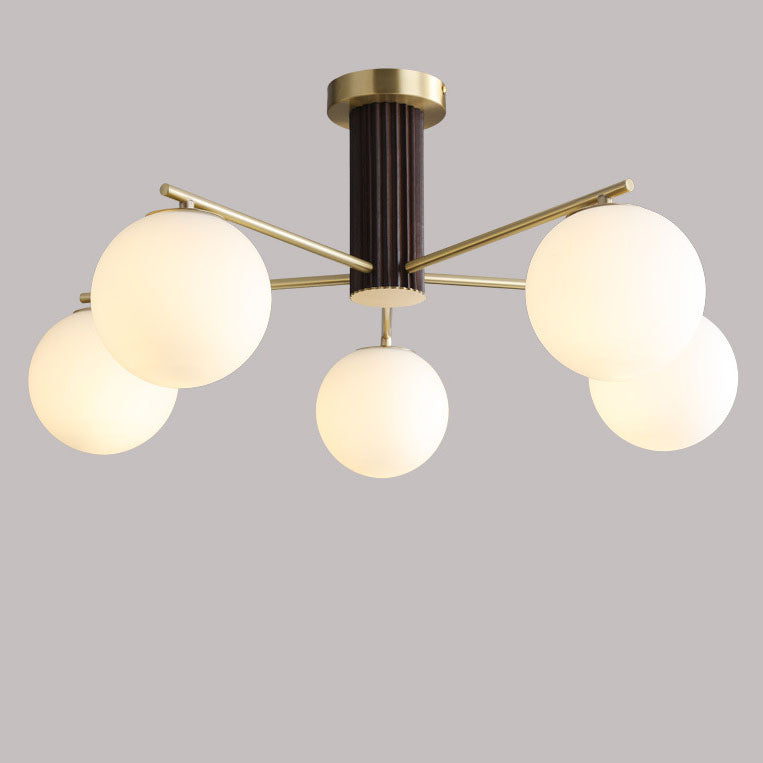 Modern Creative Minimalist Copper Glass Sphere 3/5-Light Semi-Flush Mount Ceiling Light