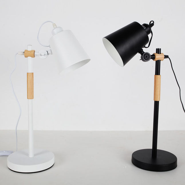 Modern Minimalist Solid Color Wood Hardware 1-Light Table Lamp