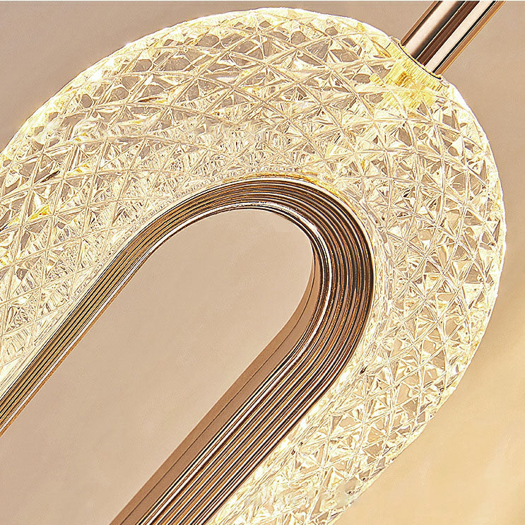 ثريا LED بتصميم بيضاوي الشكل مصنوعة من سبائك الزنك والأكريليك لغرفة المعيشة