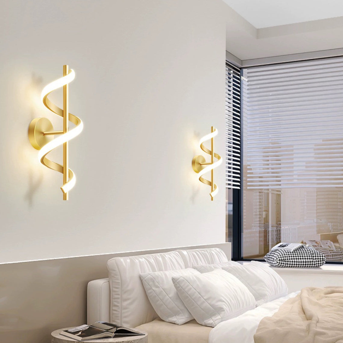 مصباح حائط LED من الألومنيوم والسيليكون بتصميم حلزوني عصري بسيط لغرفة المعيشة