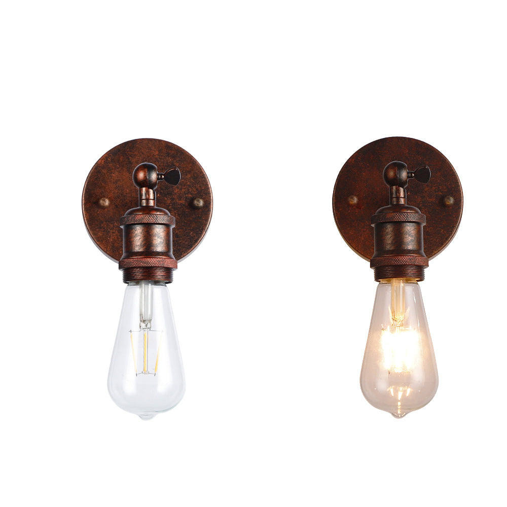 Contemporary Industrial Round Iron 1-Light Wall Sconce Lamp For Living Room
