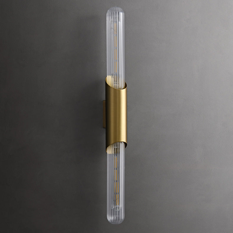 مصباح حائط معاصر من النحاس والزجاج بتصميم نورديك، مزود بمصباحين، لغرفة المعيشة