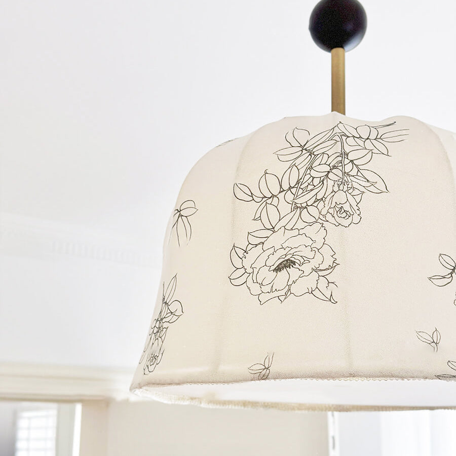 Traditional French Vintage Fabric Floral Dome 3/6 Light Chandelier For Living Room