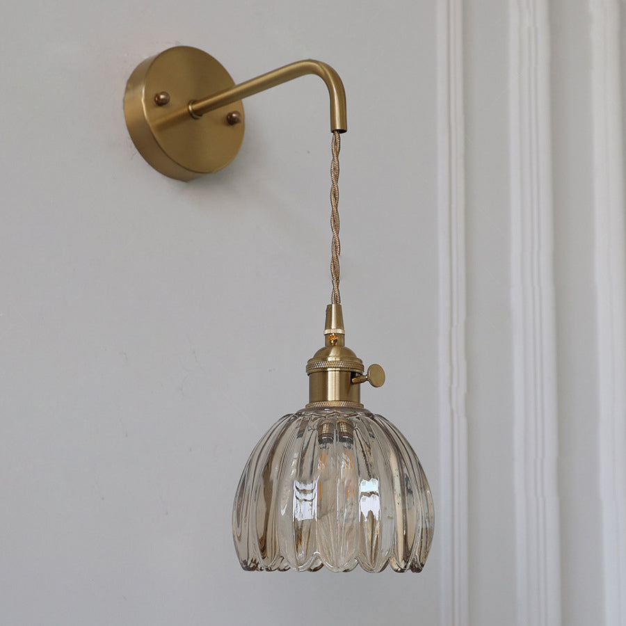 Modern Art Deco Flower Bud Glass Shade 1-Light Wall Sconce Lamp For Living Room