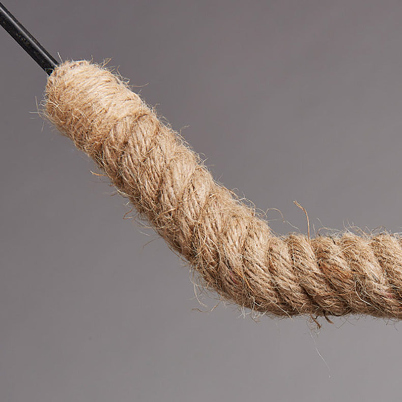 مصباح معلق بإضاءة واحدة لغرفة الترفيه على شكل كرة بلياردو هندسية مصنوعة من حبل القنب التقليدي في المزرعة