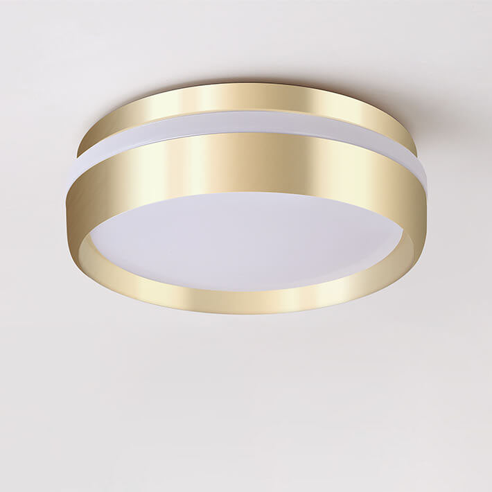 Nordic Minimalist Round Solid Gold Aluminum Acrylic LED Flush Mount Light