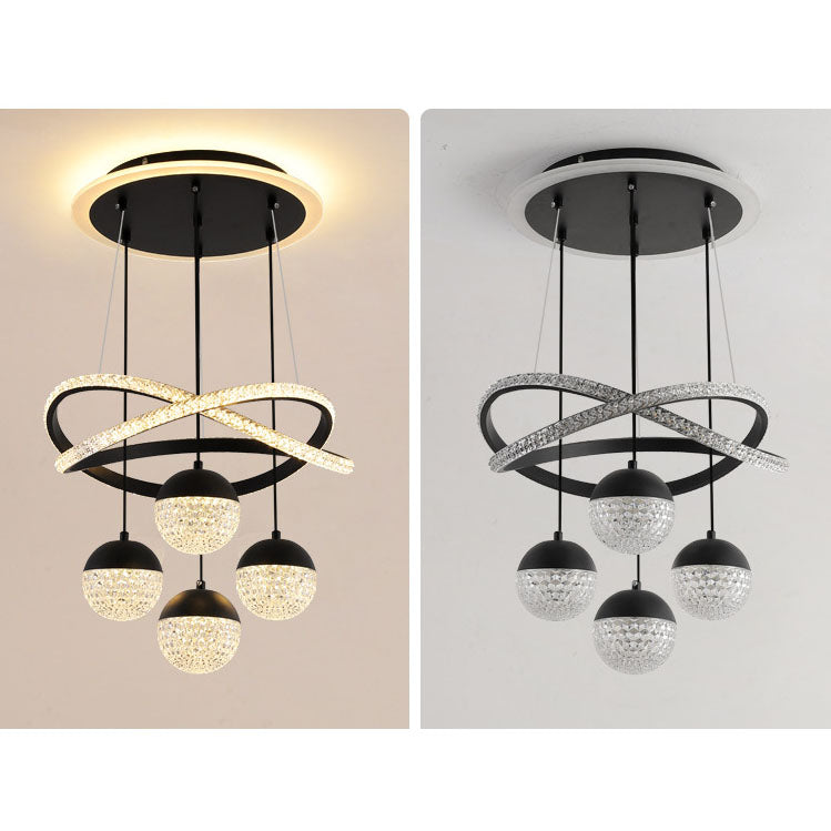 モダンミニマリストカーブアクリルボールLEDシャンデリア