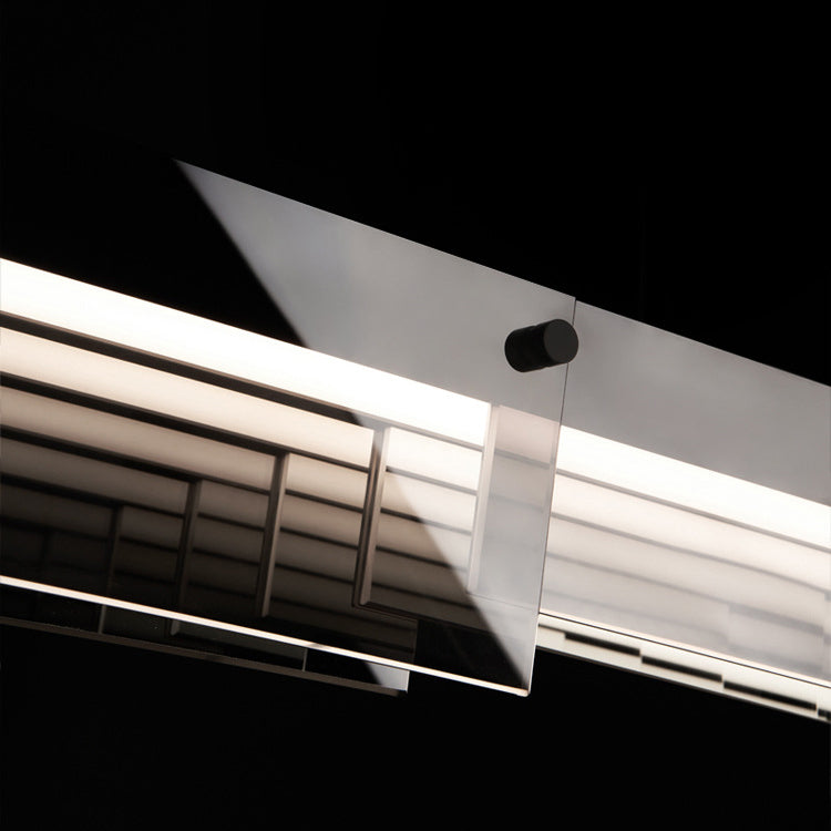 ثريا جزيرة LED طويلة من الزجاج النحاسي بتصميم عصري بسيط لغرفة المعيشة