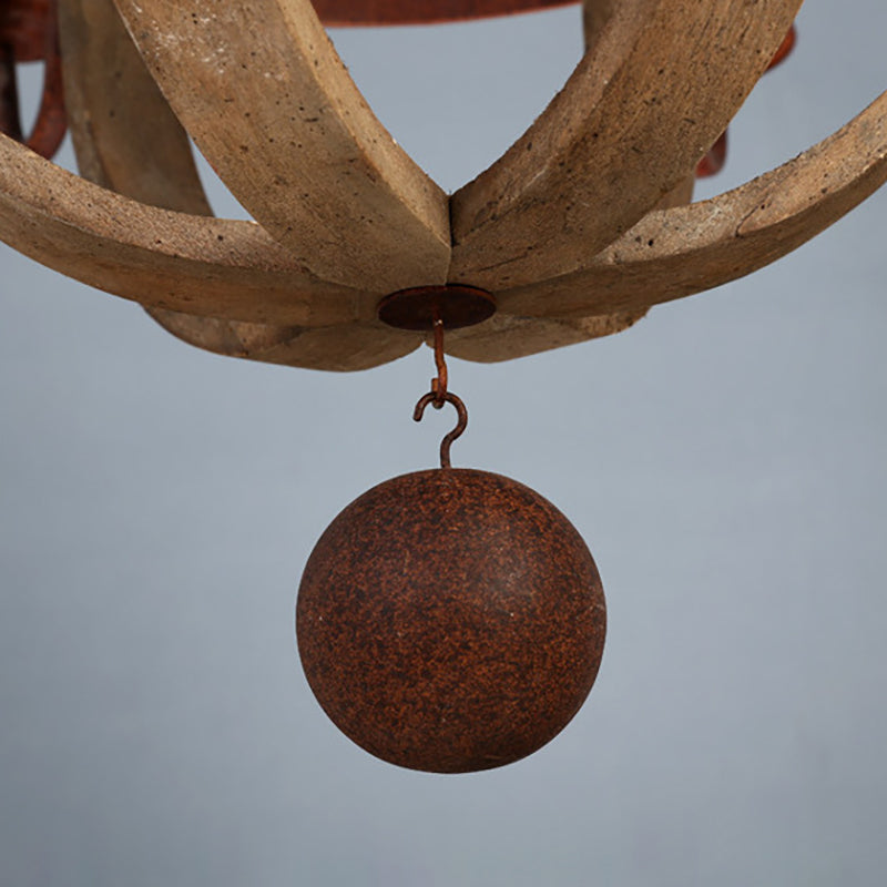 Traditional Rustic Round Branch Candle Holder Wooden Iron 5/6/8 Light Chandelier For Living Room