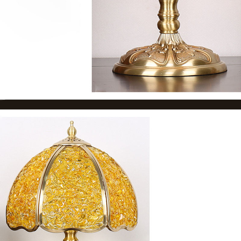 Contemporary Creative Colored Crystal Copper Flower 1-Light Table Lamp For Bedroom