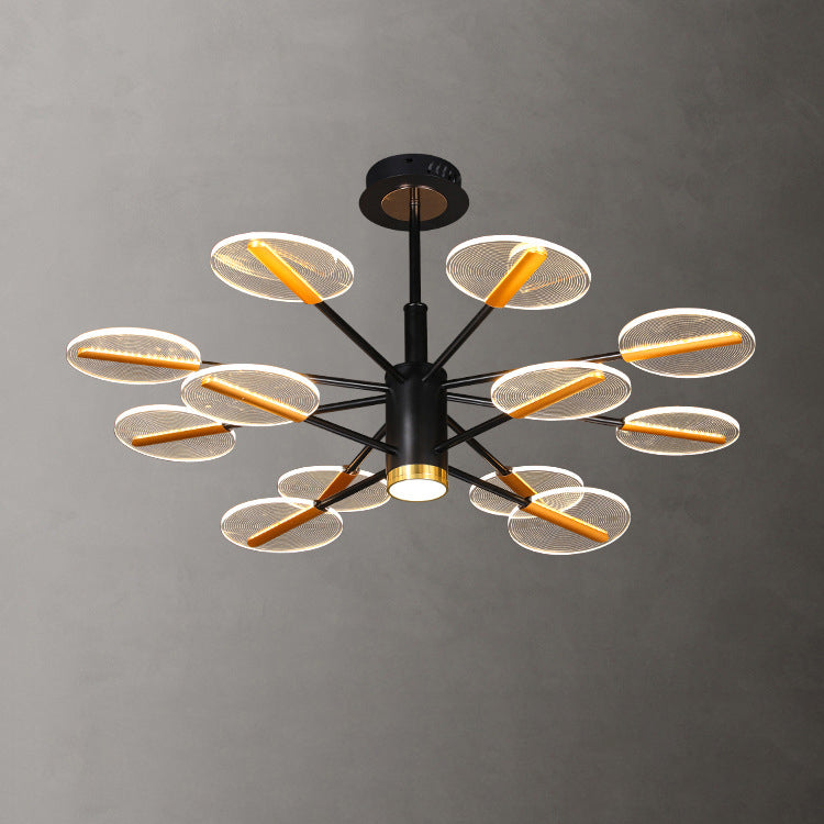 Contemporary Scandinavian Branch Round Iron Acrylic LED Chandelier For Living Room