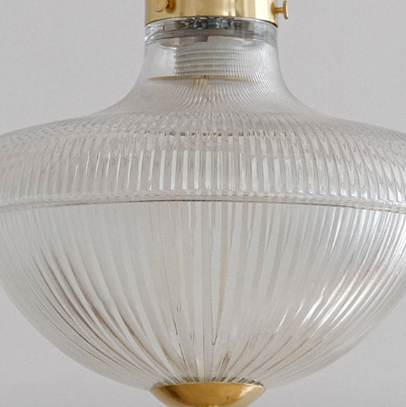 Contemporary Retro Ribbed Iron Glass 1-Light Pendant Light For Living Room